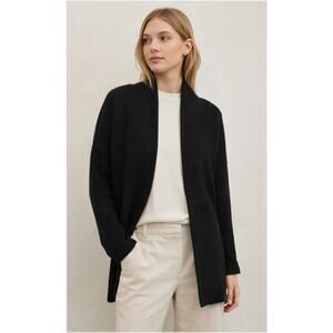 Vince Black Ribbed Open Front Cardigan M Minimalist Capsule